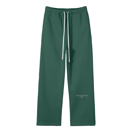 Rooted Essence | Green Fleece Straight Leg Pants